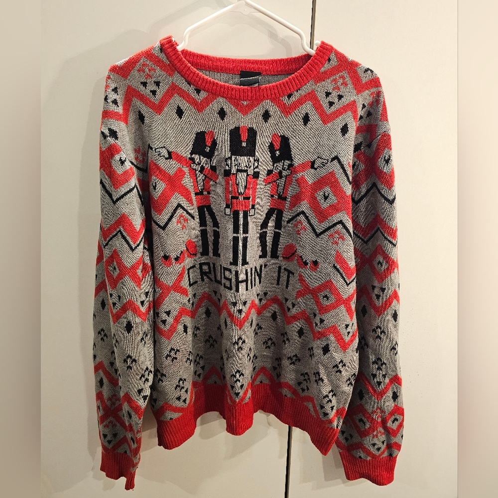 Fifth Sun Mens 2XL Red/Gray Crushin It Sweater